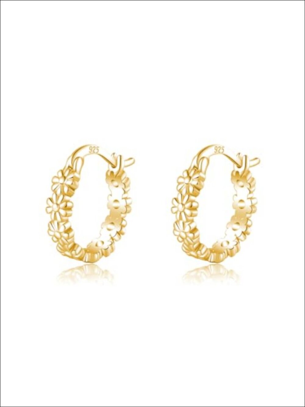 Sterling Silver Daisy Flower Hoop Earrings